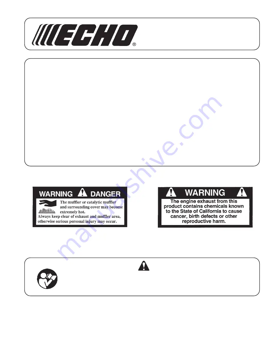 Echo 06999999 Operator'S Manual Download Page 1