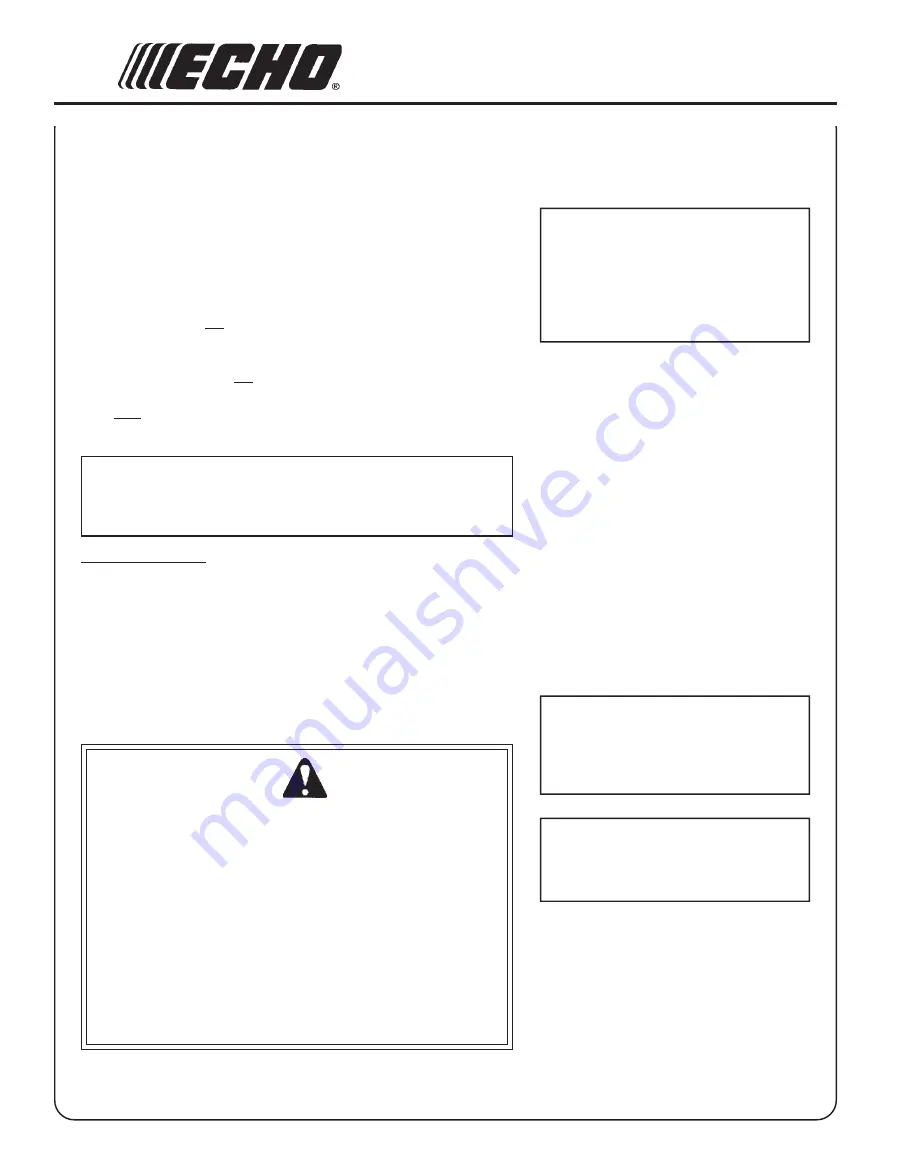 Echo SRM-210 - 11-03 SERIAL NUMBER... Operator'S Manual Download Page 16