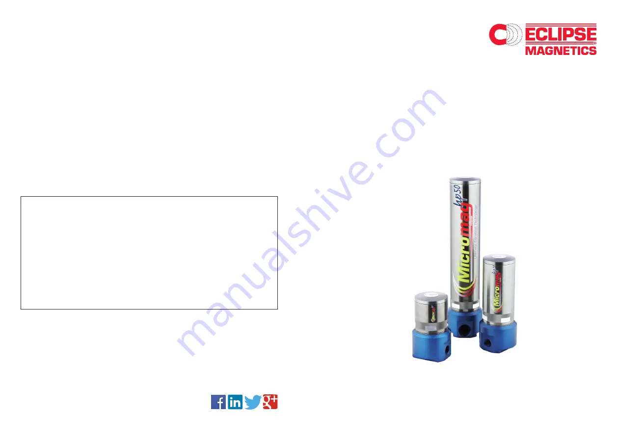 Eclipse Magnetics Micromag HP/50NPT Operating Instructions Manual Download Page 1