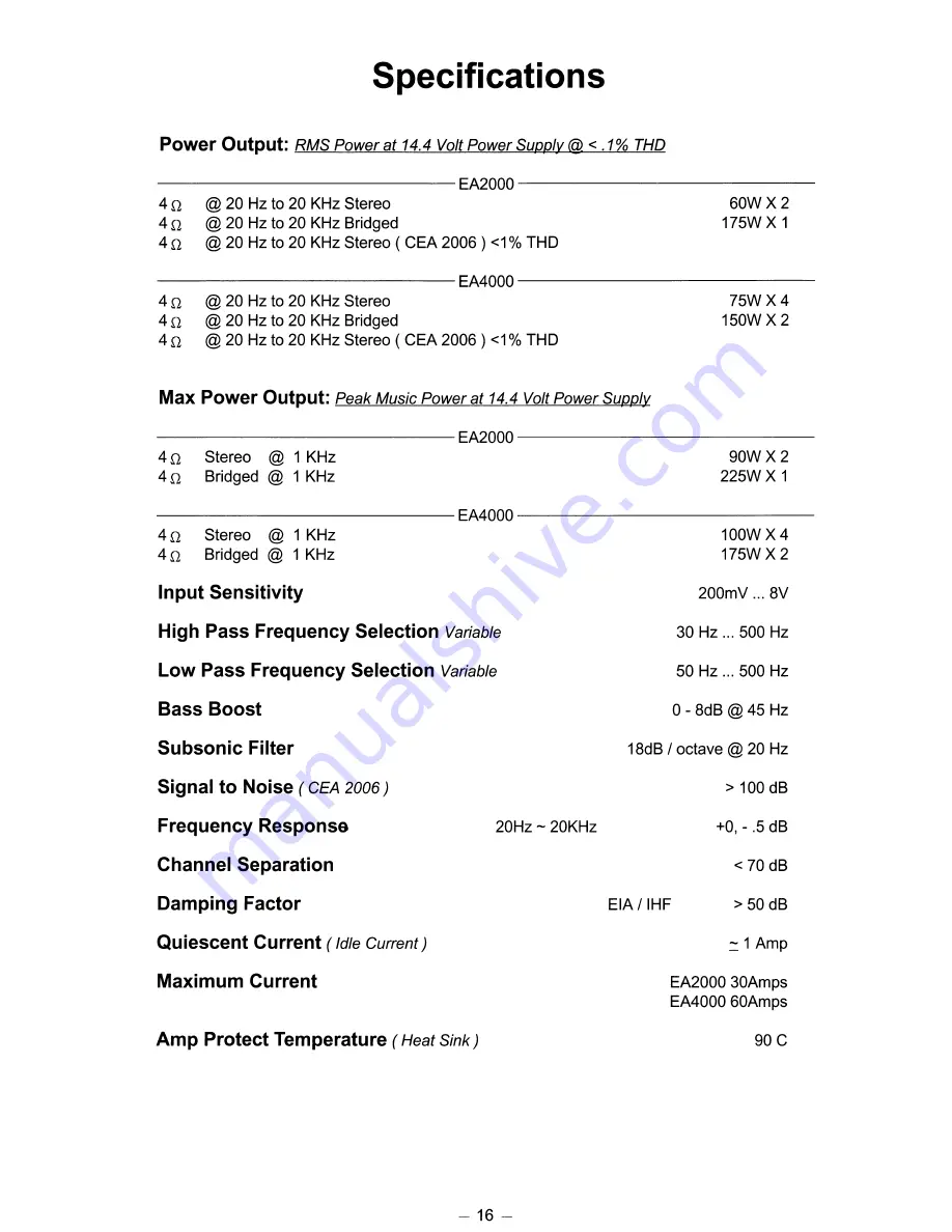 Eclipse EA4000 Owner'S Manual Download Page 16