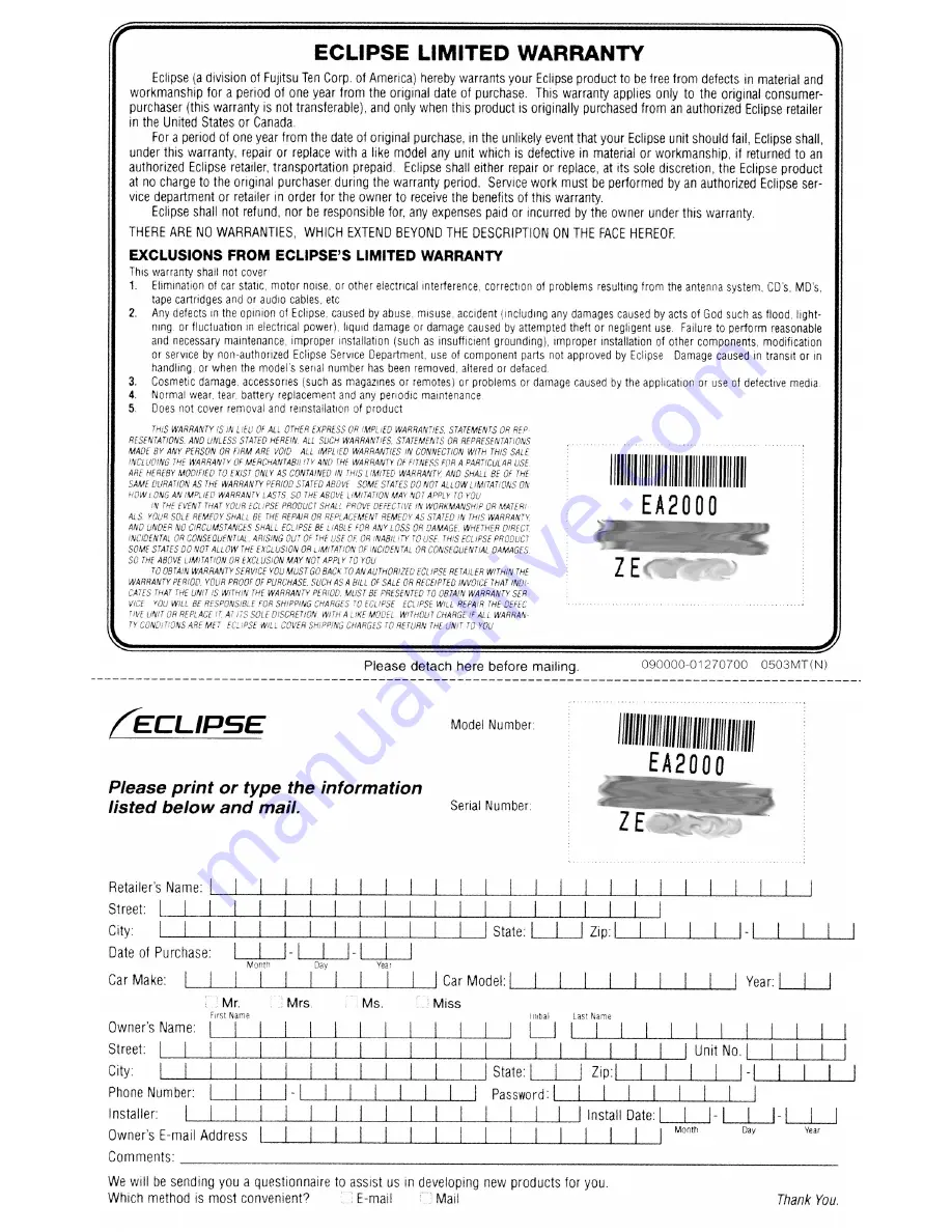 Eclipse EA4000 Owner'S Manual Download Page 22