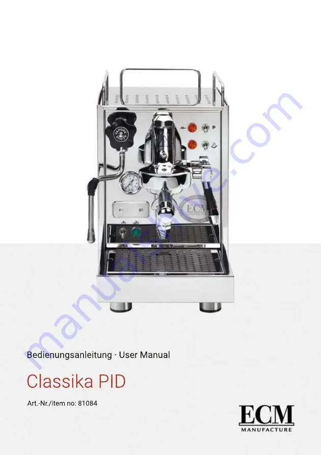 ECM Manufacture Classika PID User Manual Download Page 1