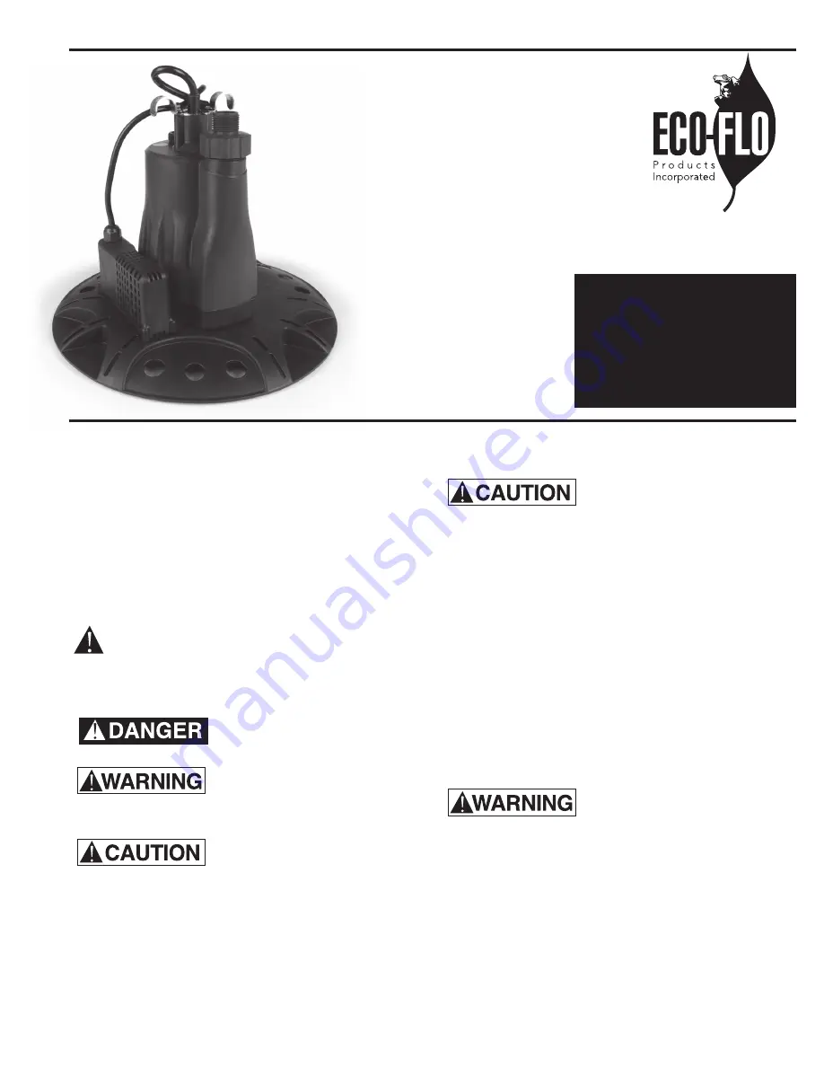 Eco-Flo SUP55PC Owner'S Manual Download Page 1