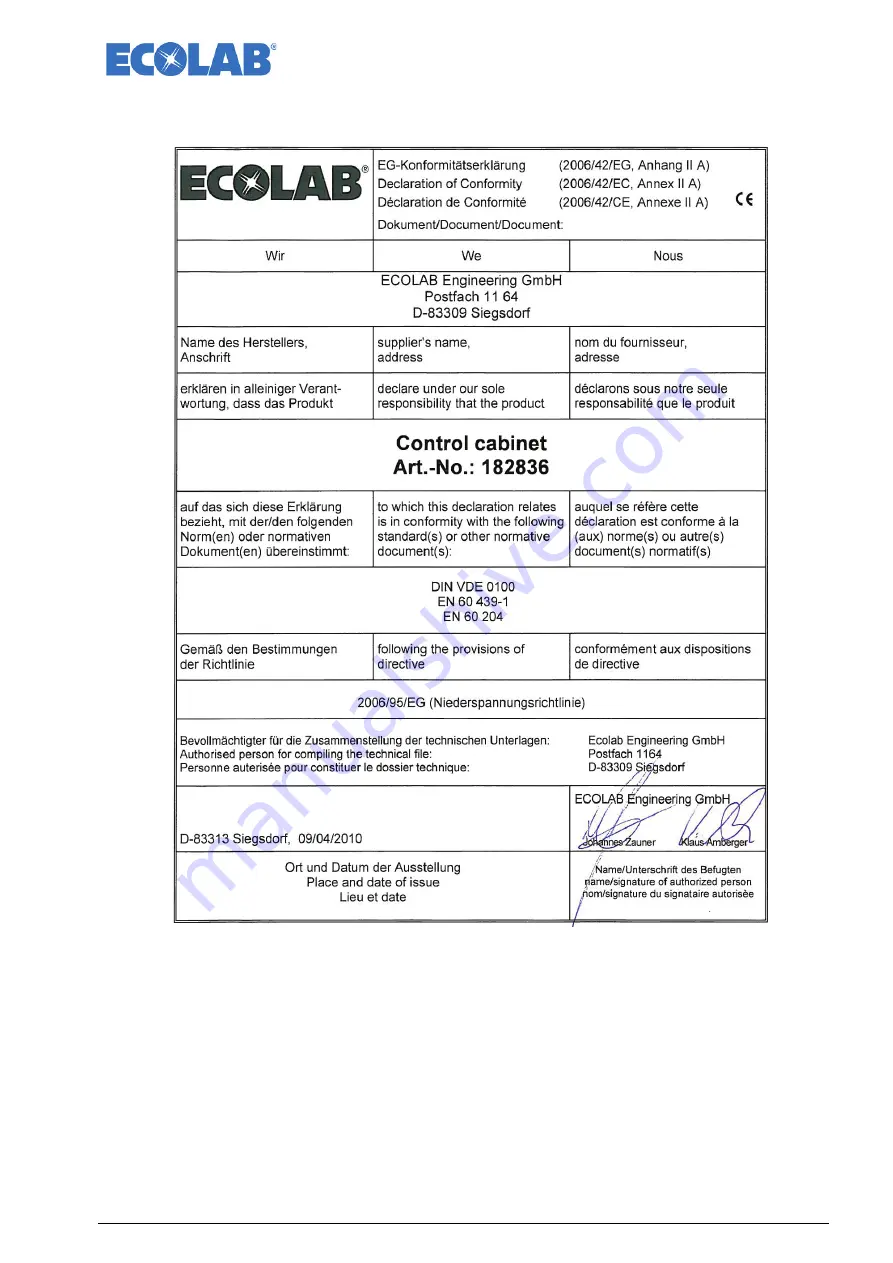 Ecolab Lubo-DryExx -Basic Operating Instruction Download Page 41