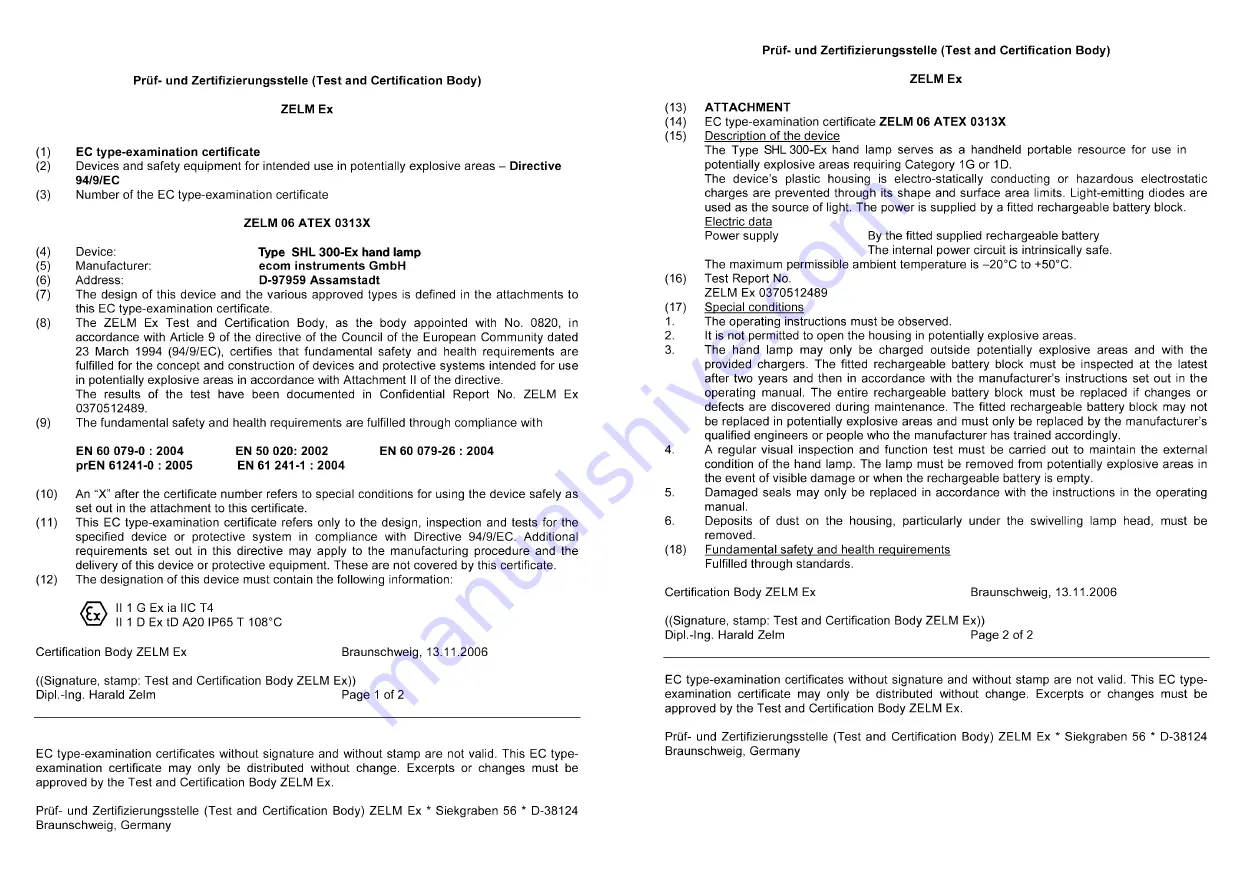 Ecom Instruments SHL 300-Ex Operating Instructions Manual Download Page 29