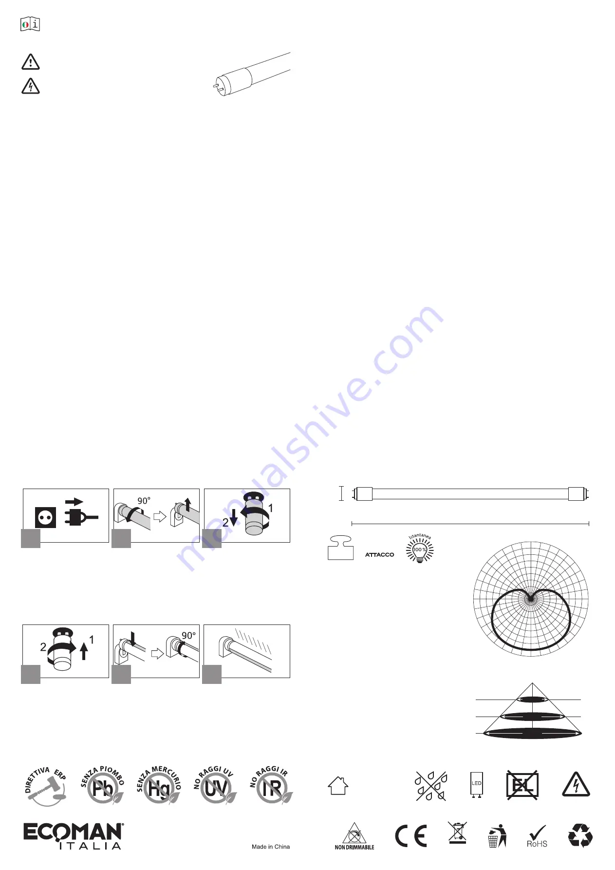 ECOMAN ITALIA LED T8 Instruction Manual Download Page 1