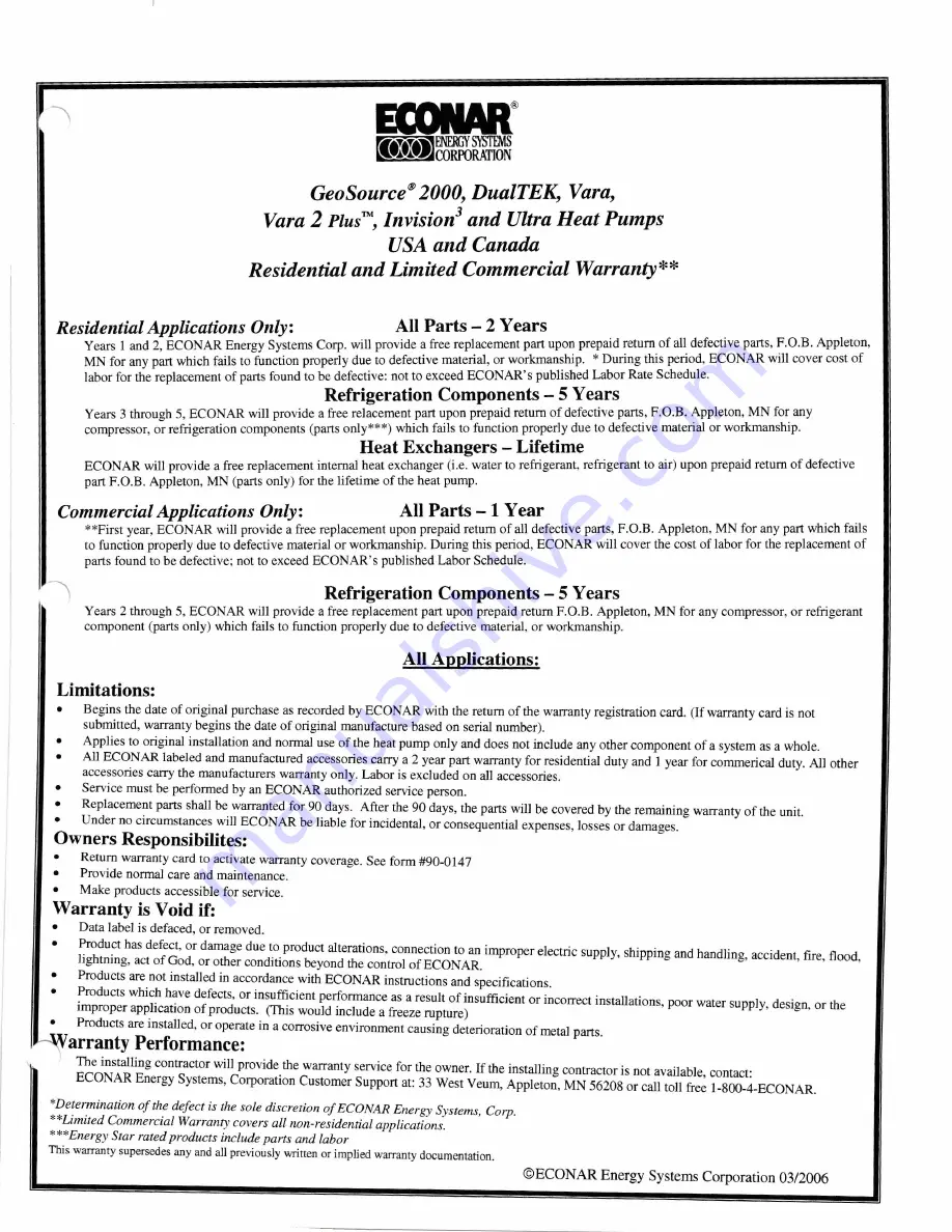 Econar GeoSource Invision 3 Q Series Installation And Operating Instructions Manual Download Page 27