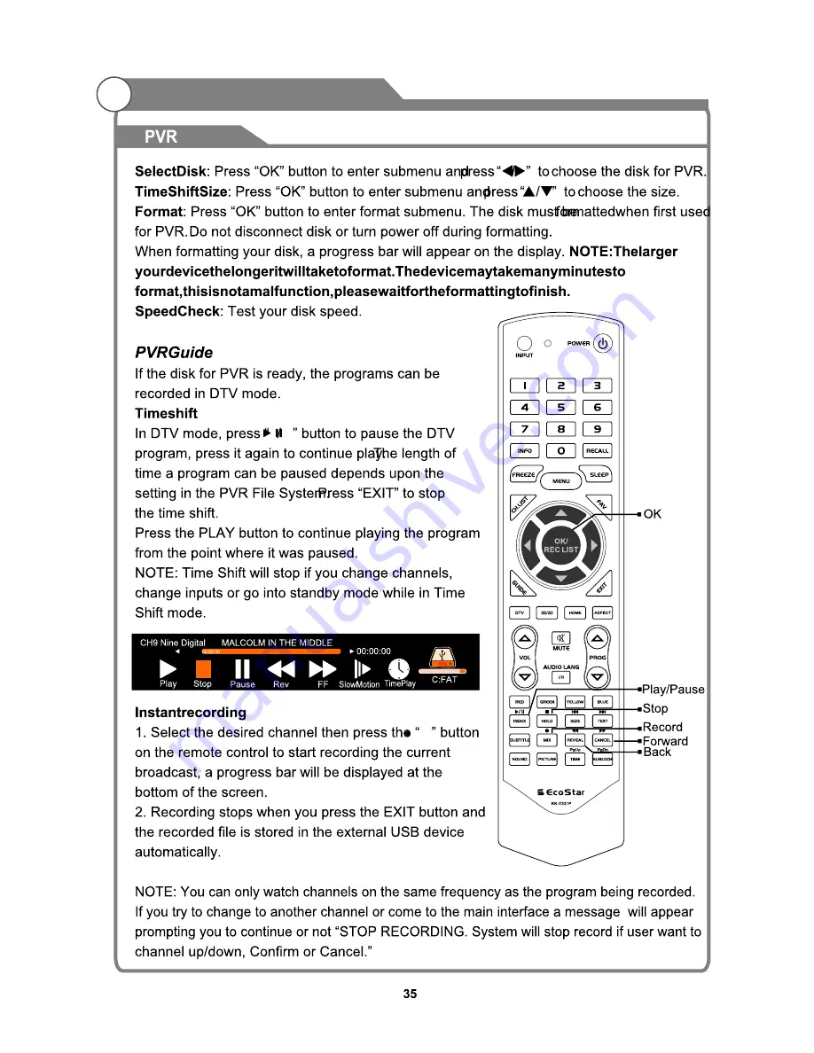 ECOSTAR CX-65U900S Owner'S Instruction Manual Download Page 36