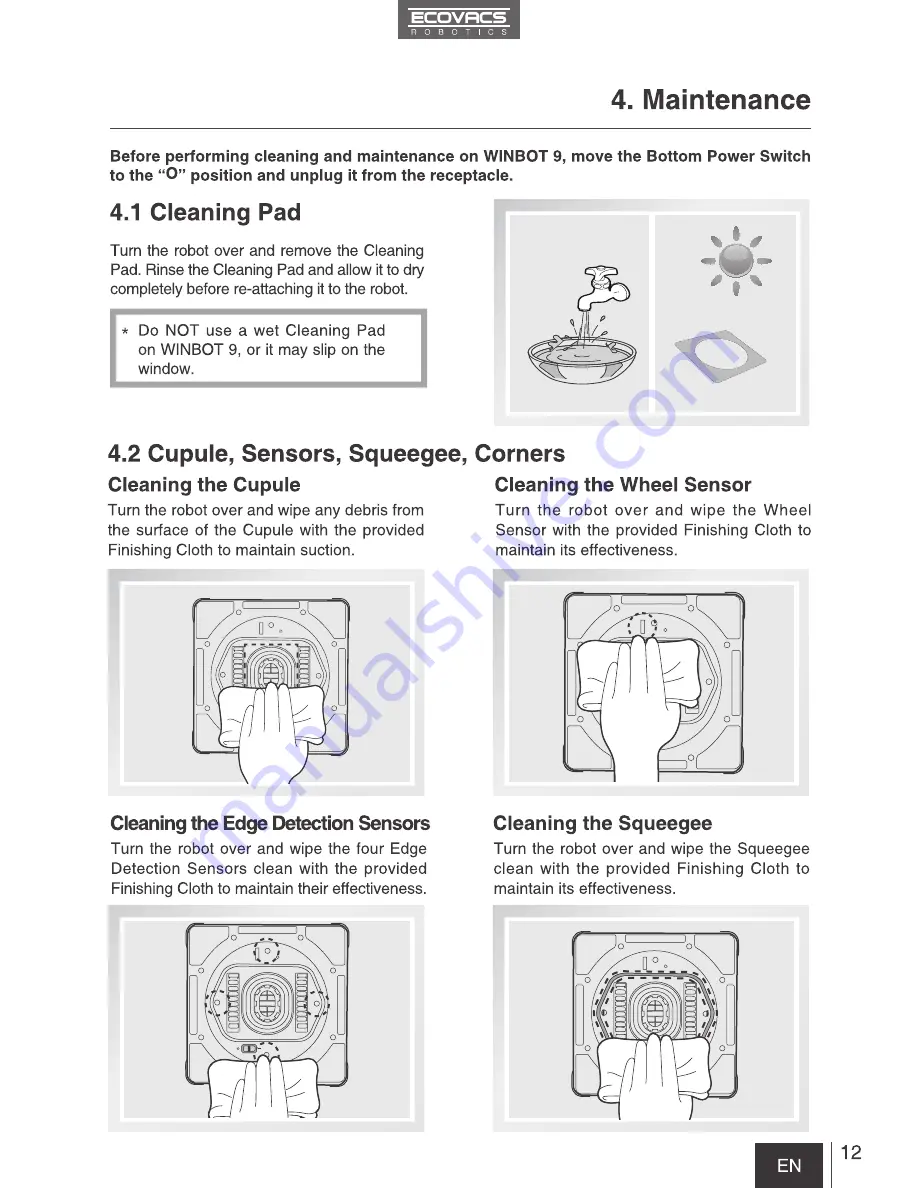 ECOVACS Winbot 9 Instruction Manual Download Page 15