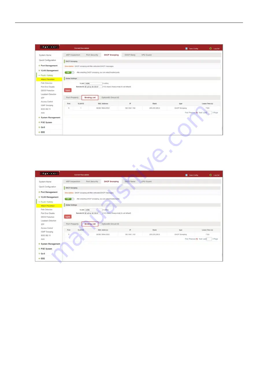 Edge-Core ECS2020 Series Web Management Manual Download Page 45