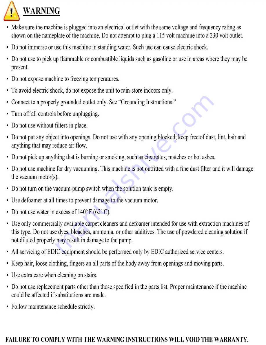 Edic Fivestar Owner'S Manual & Parts List Download Page 3