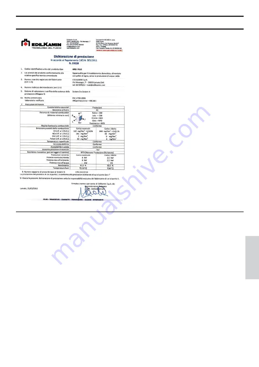 EdilKamin ARIS PLUS Installation, Use And Maintenance Manual Download Page 205