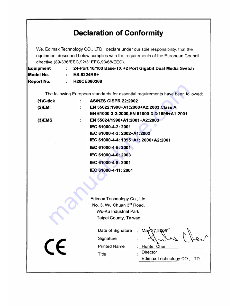 Edimax ES-5224RS+ Скачать руководство пользователя страница 1