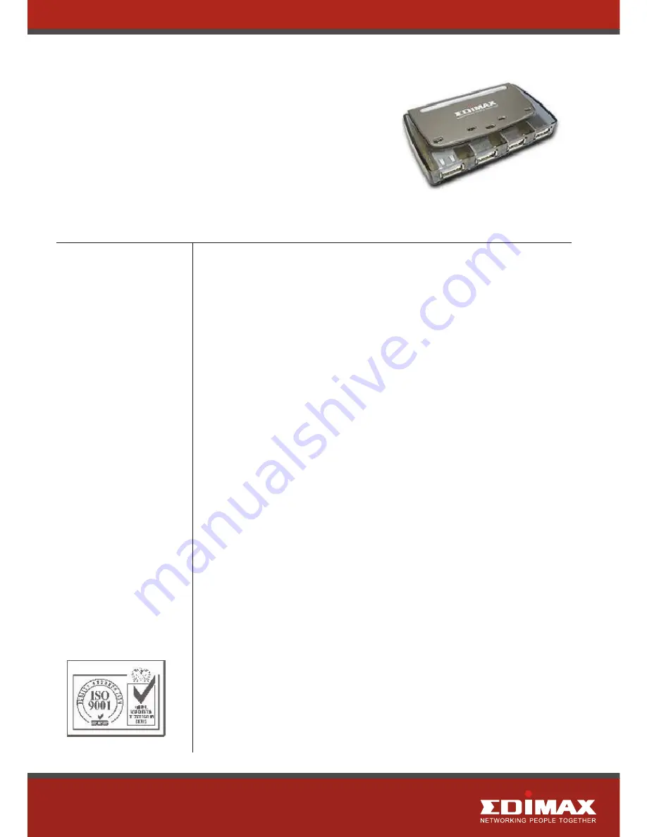 Edimax EU-HB4S Specification Sheet Download Page 1