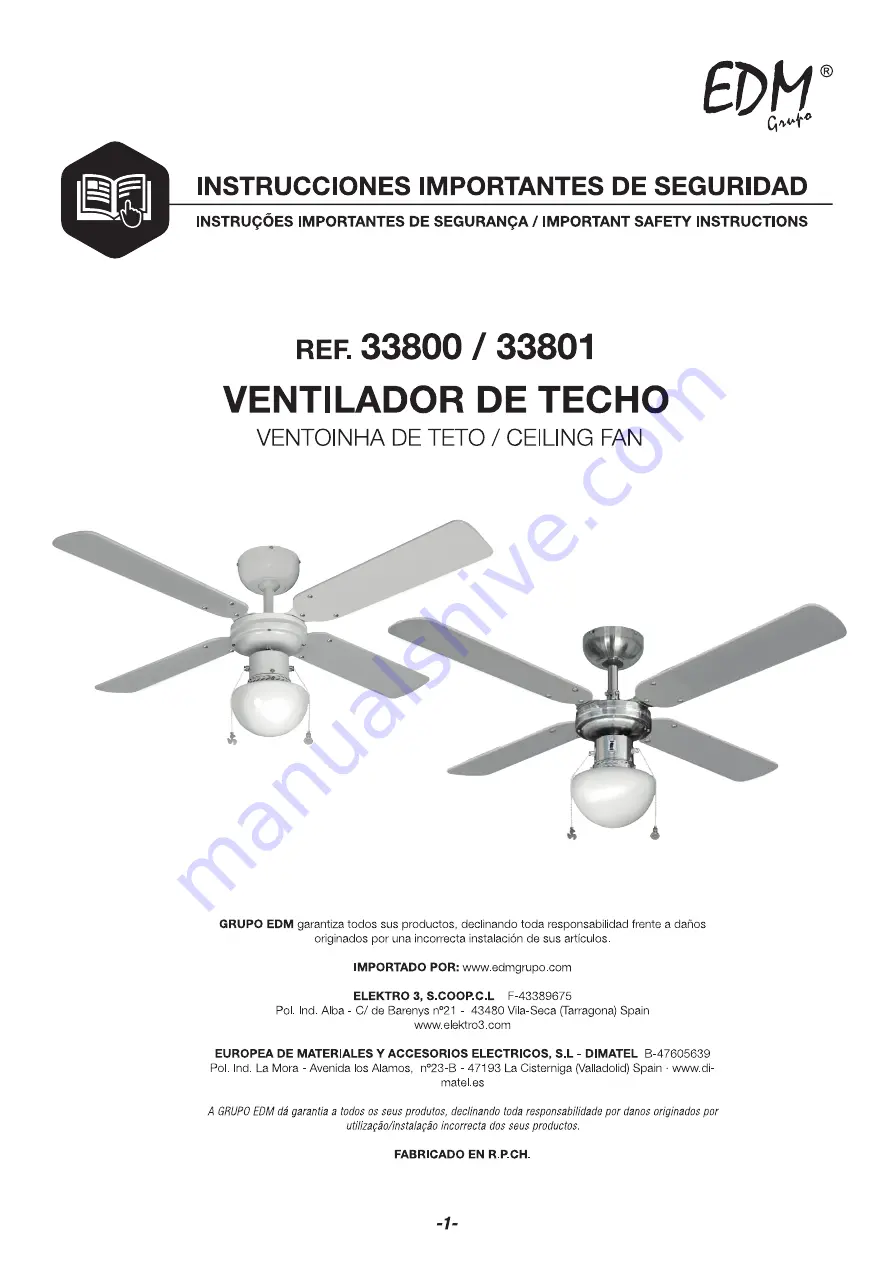 EDM 33800 Instruction Manual Download Page 1