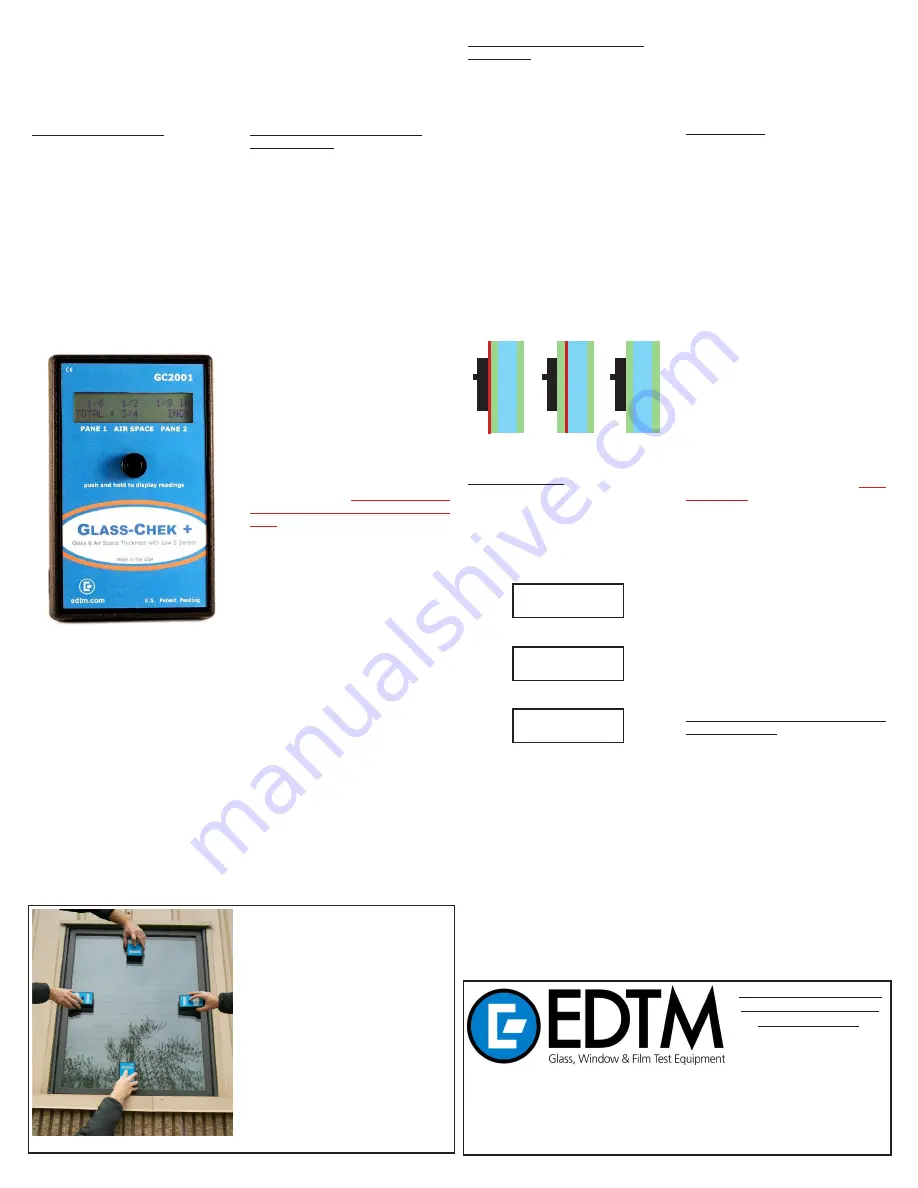 EDTM GLASS-CHEK+ GC2001 Manual Download Page 1