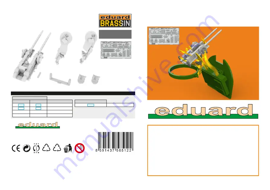 Eduard BRASSIN SBD-5 twin machine gun Assembly Instructions Download Page 1