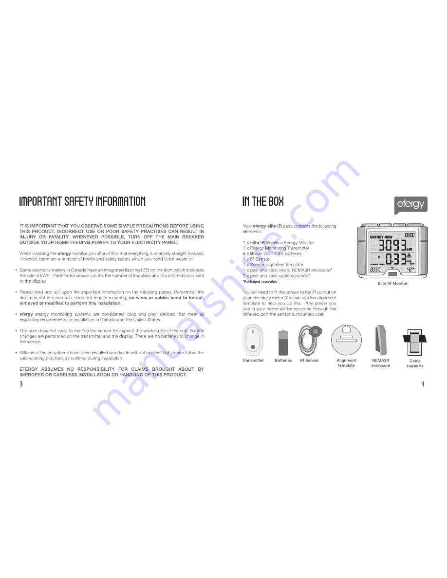 Efergy Elite IR Instruction Manual Download Page 3