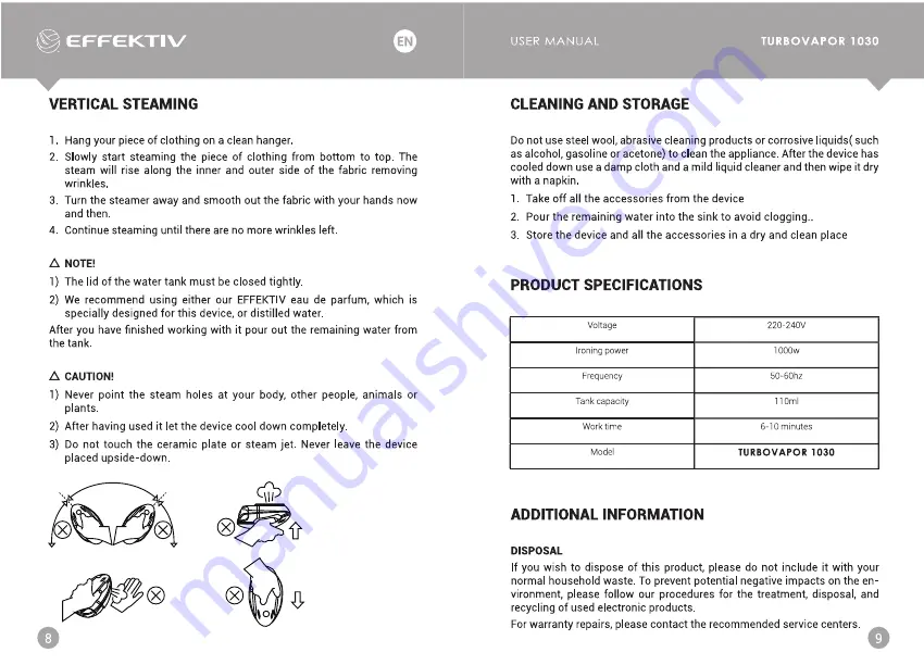 EFFEKTIV TURBOVAPOR 1030 User Manual Download Page 5