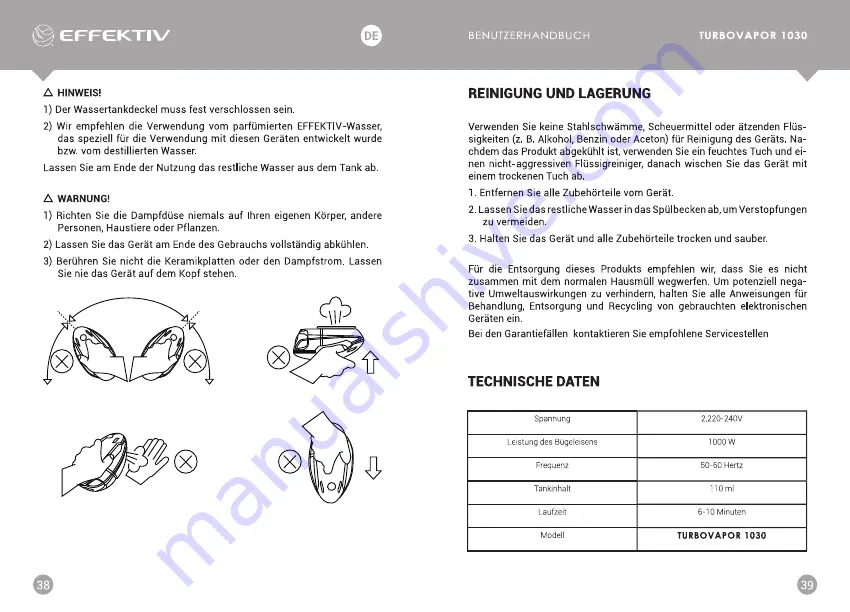 EFFEKTIV TURBOVAPOR 1030 User Manual Download Page 20