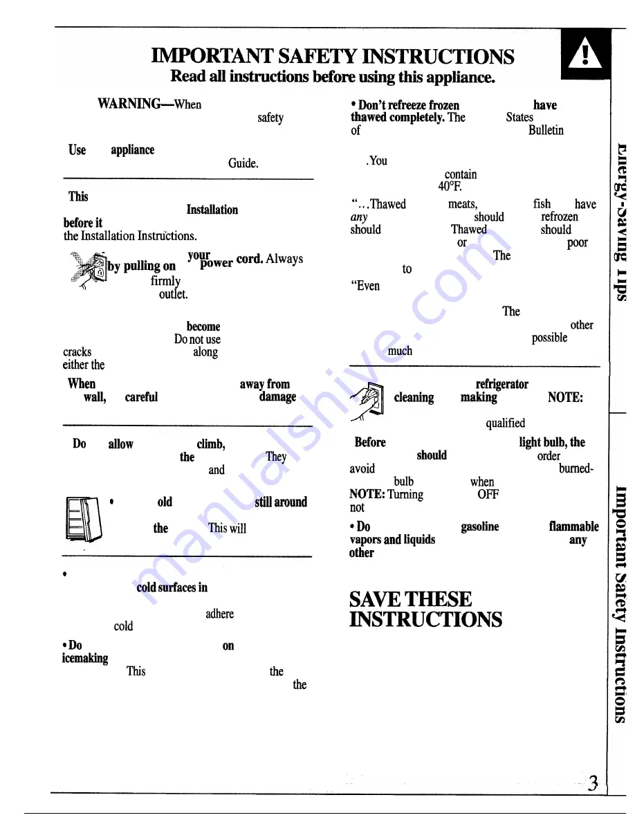 EG TFHA27R Use And Care Manual Download Page 3