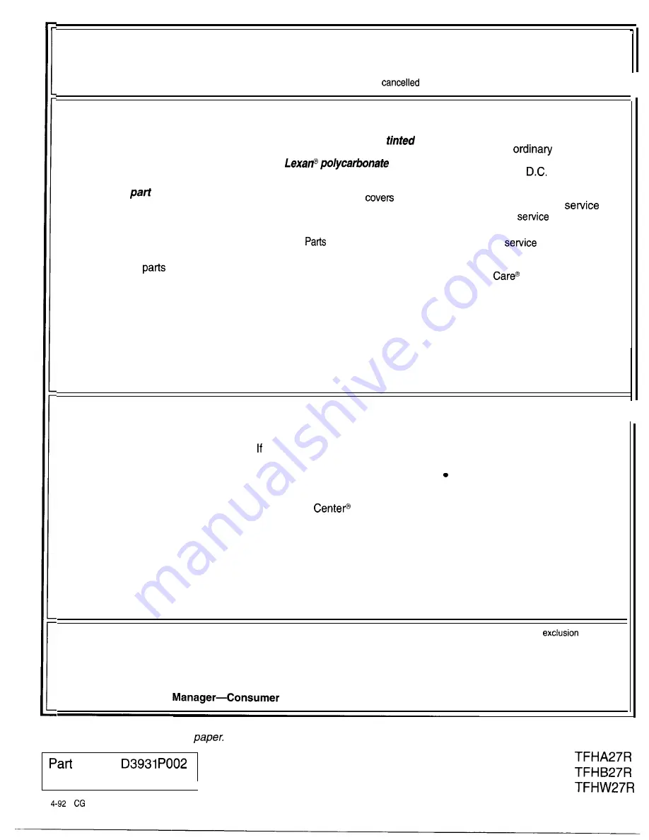 EG TFHA27R Use And Care Manual Download Page 24