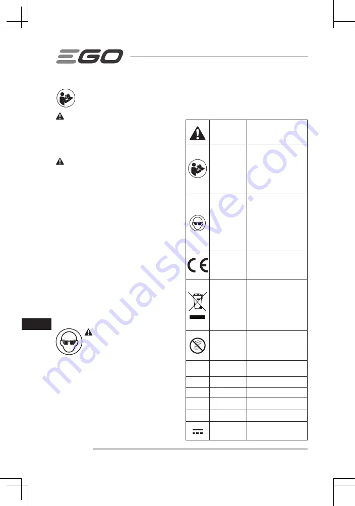 Ego Power+ PPX1000 Operator'S Manual Download Page 126