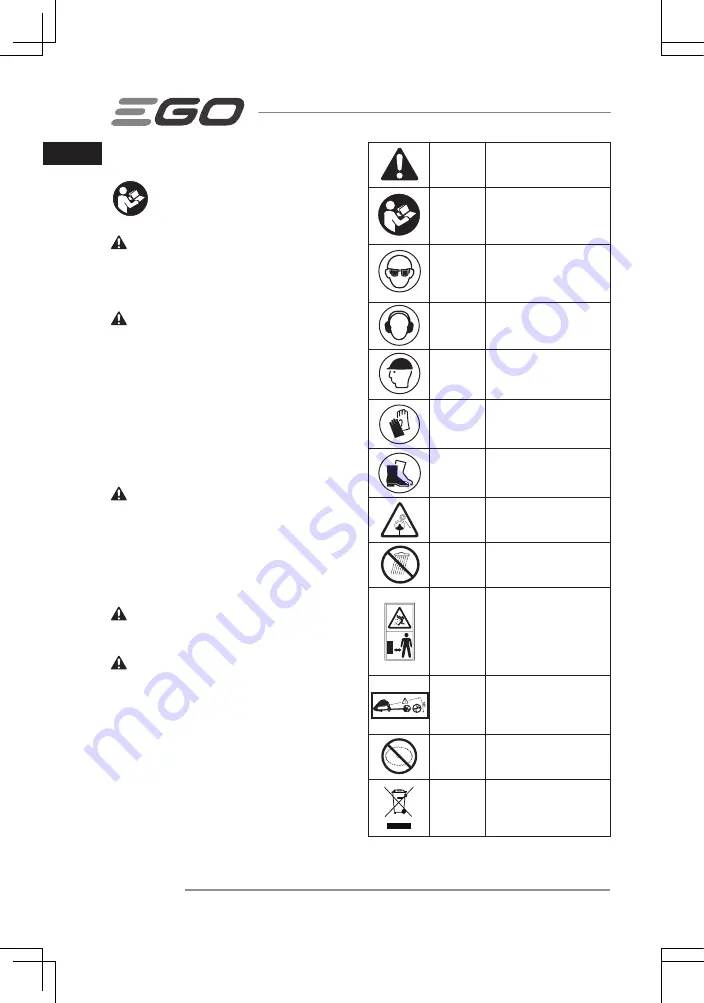 EGO 176978 Operator'S Manual Download Page 4