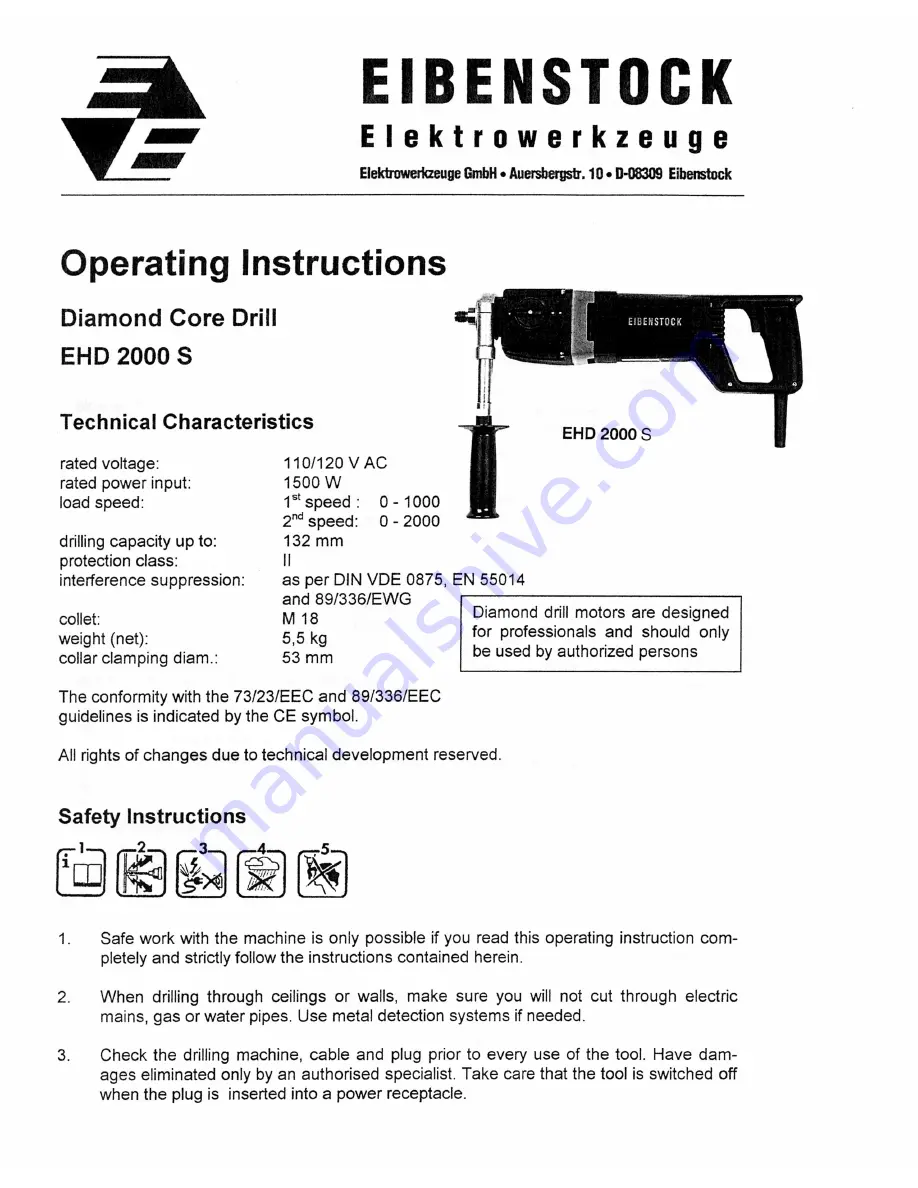 EIBENSTOCK EHD 2000 S Скачать руководство пользователя страница 1