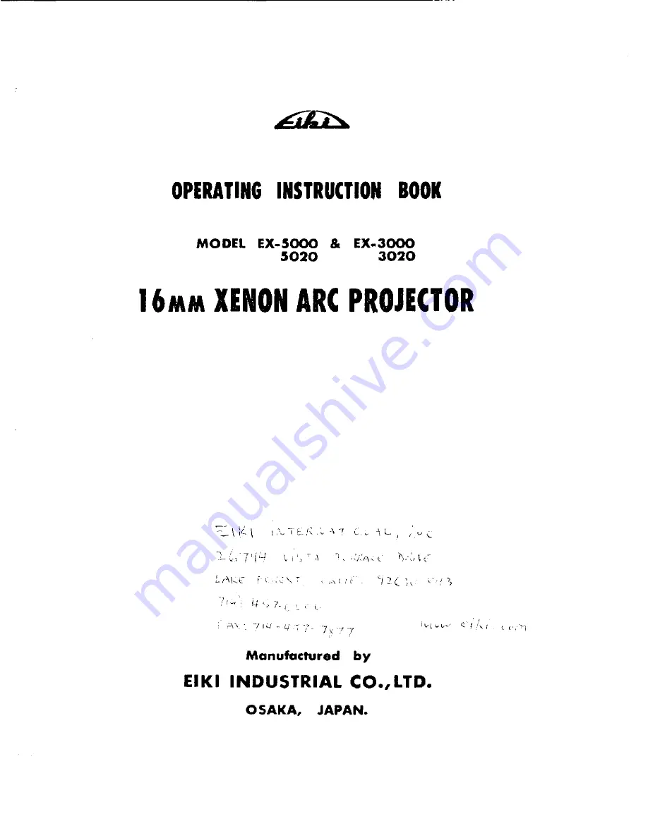 Eiki EX-3000 Operating Instructions Manual Download Page 1