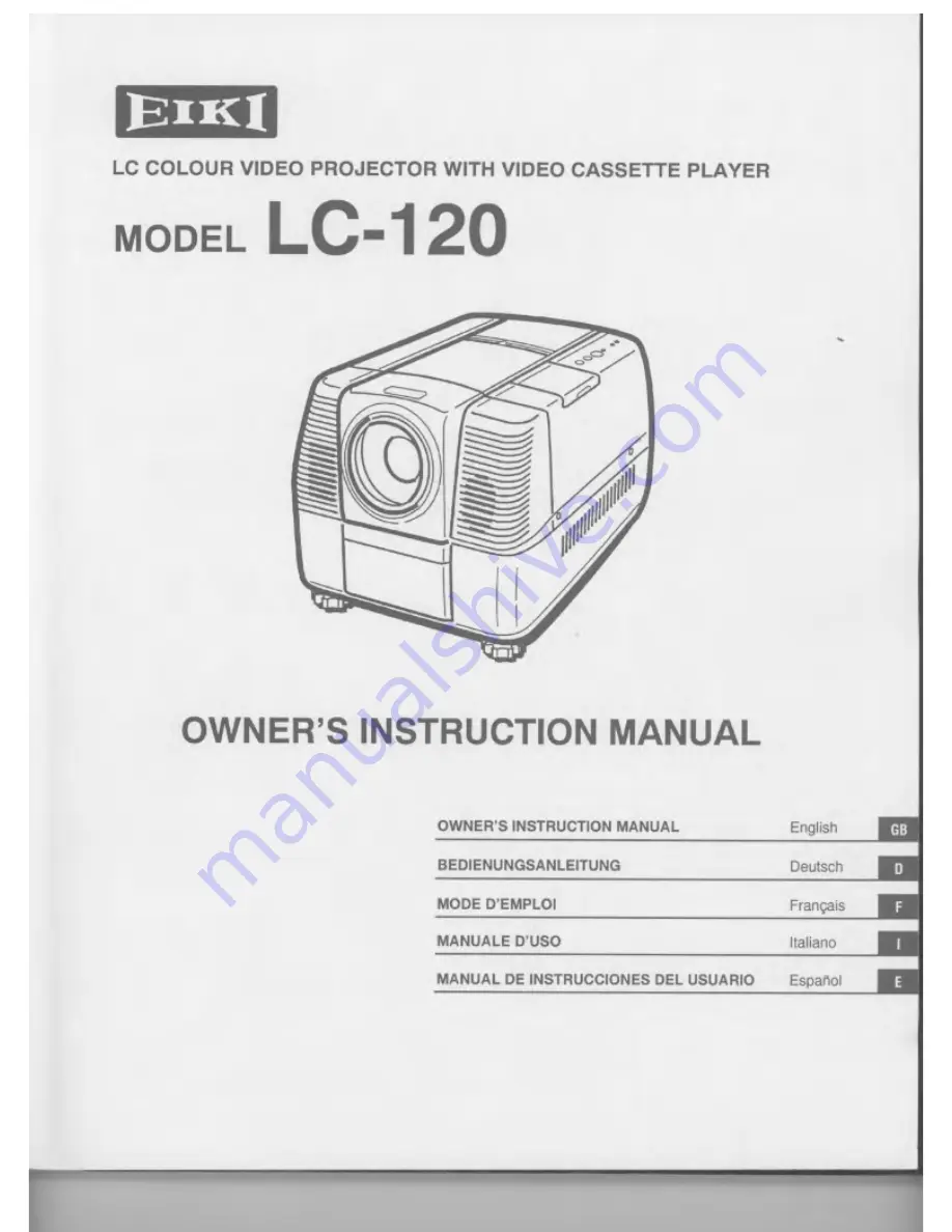 Eiki LC-120 Owner'S Instruction Manual Download Page 1