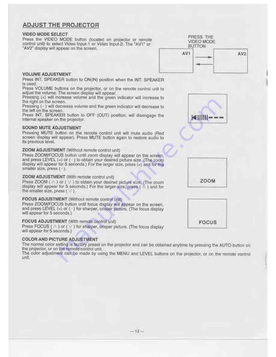 Eiki LC-330 Owner'S Instruction Manual Download Page 12