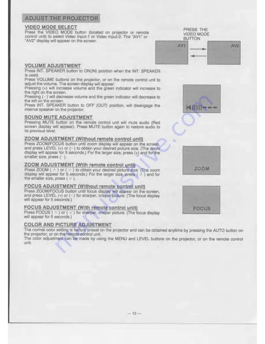 Eiki LC-350 Owner'S Instruction Manual Download Page 12