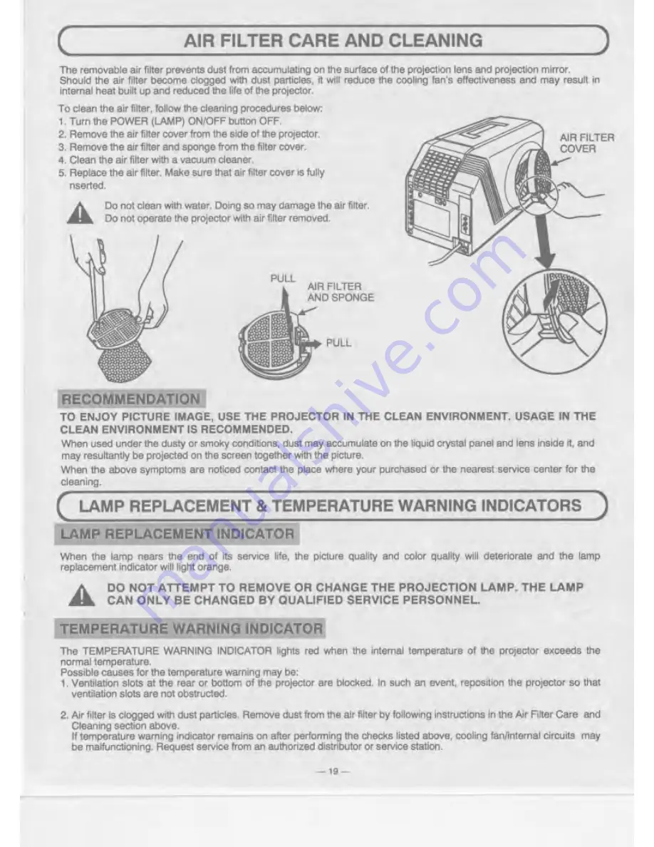 Eiki LC-350 Owner'S Instruction Manual Download Page 19