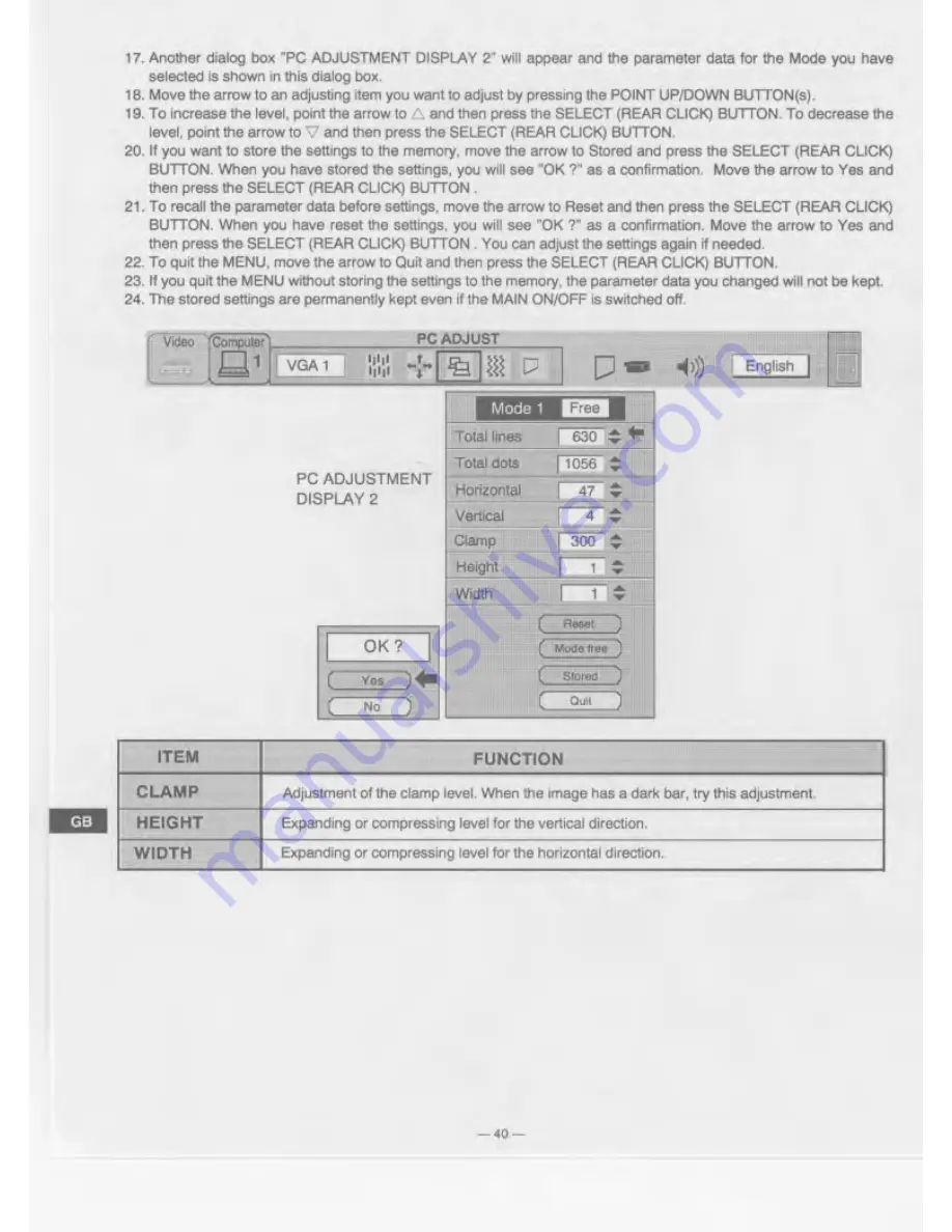 Eiki LC-SVGA860 Owner'S Instruction Manual Download Page 40