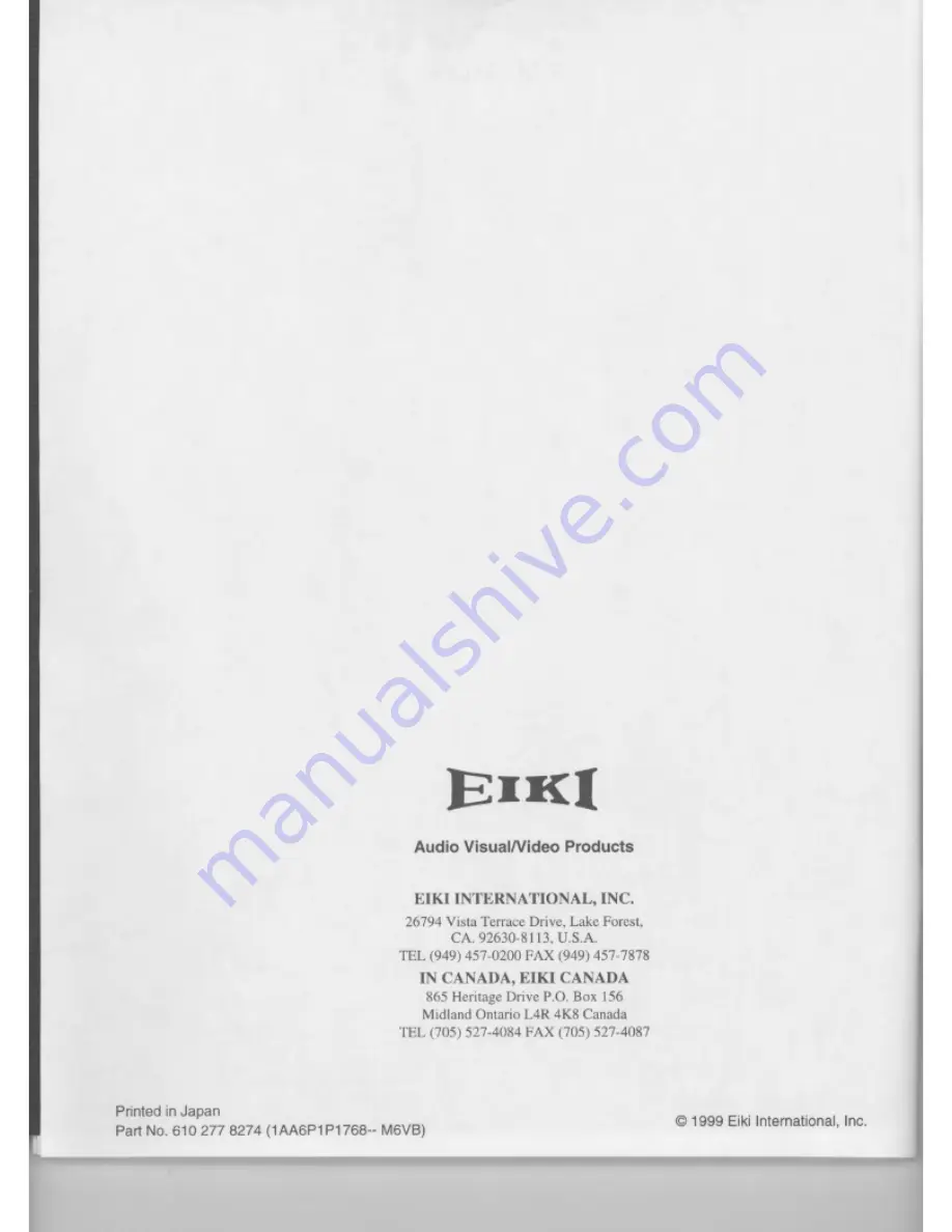 Eiki LC-SX1UL Owner'S Instruction Manual Download Page 58