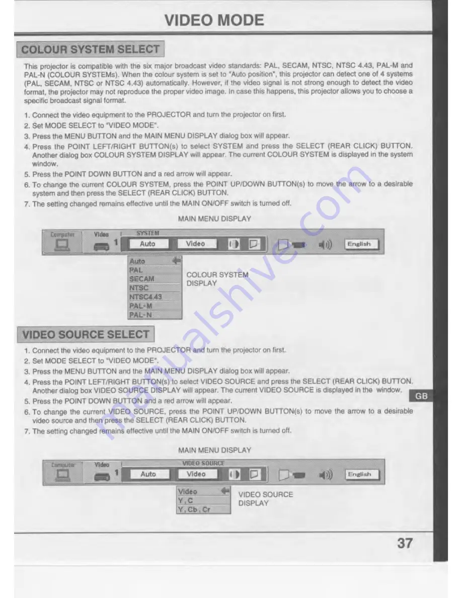 Eiki LC-SX2 Owner'S Instruction Manual Download Page 37