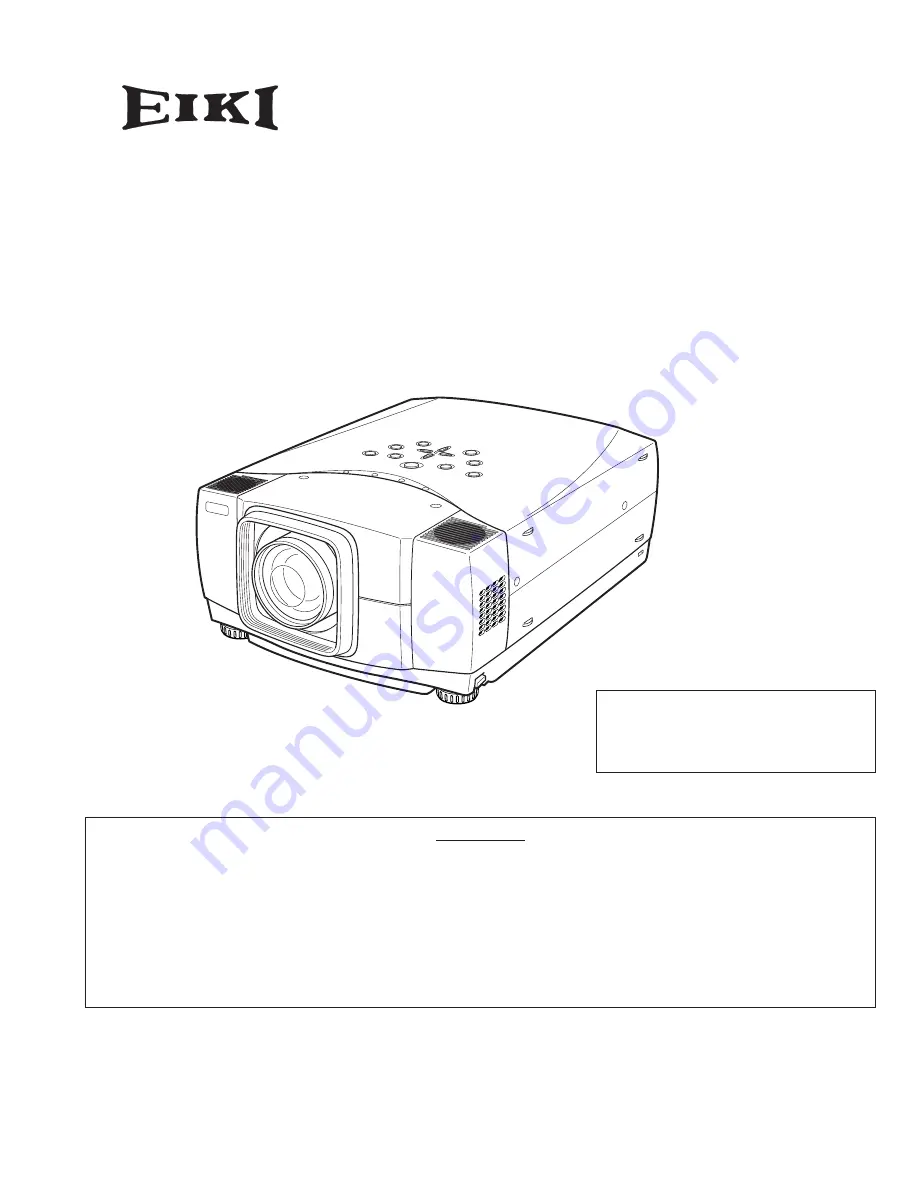 Eiki LC-W3 Скачать руководство пользователя страница 1