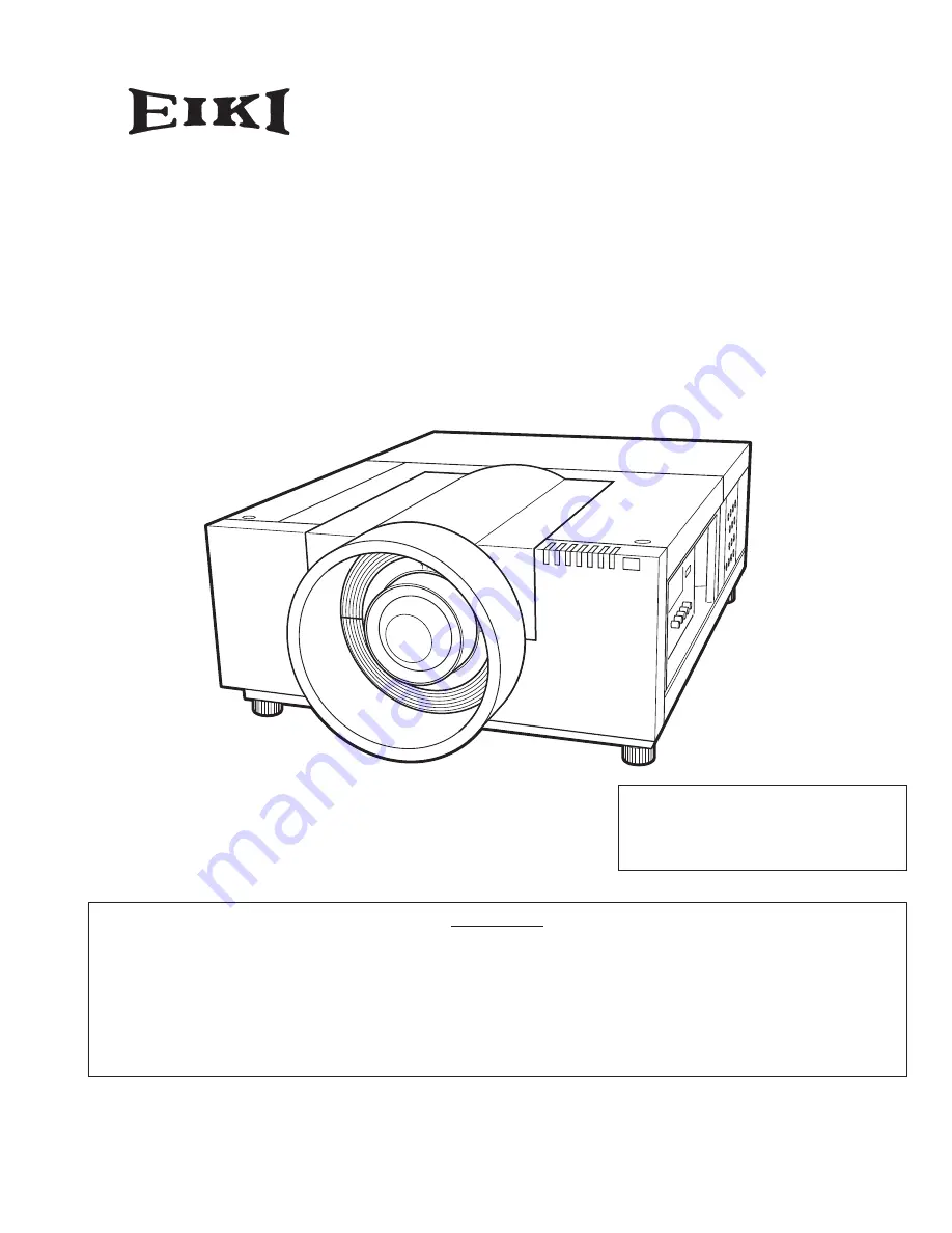 Eiki LC-X800 Скачать руководство пользователя страница 1