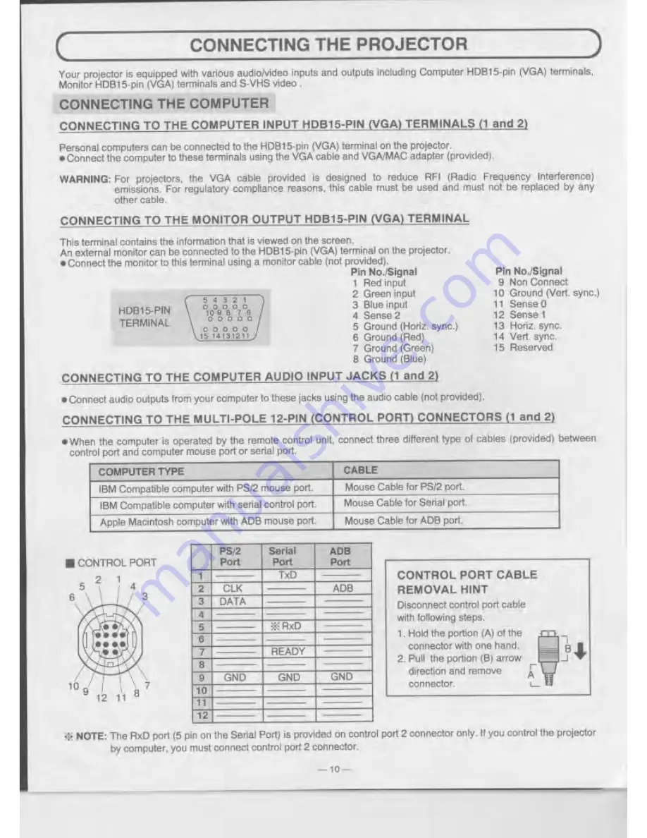 Eiki LC-XGA980U Owner'S Instruction Manual Download Page 10