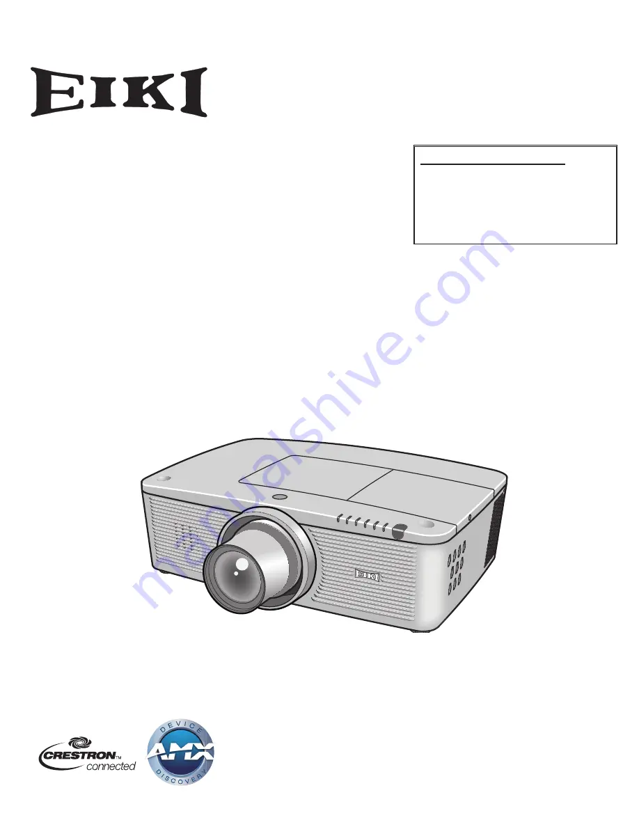 Eiki LC-XL100A Owner'S Manual Download Page 1