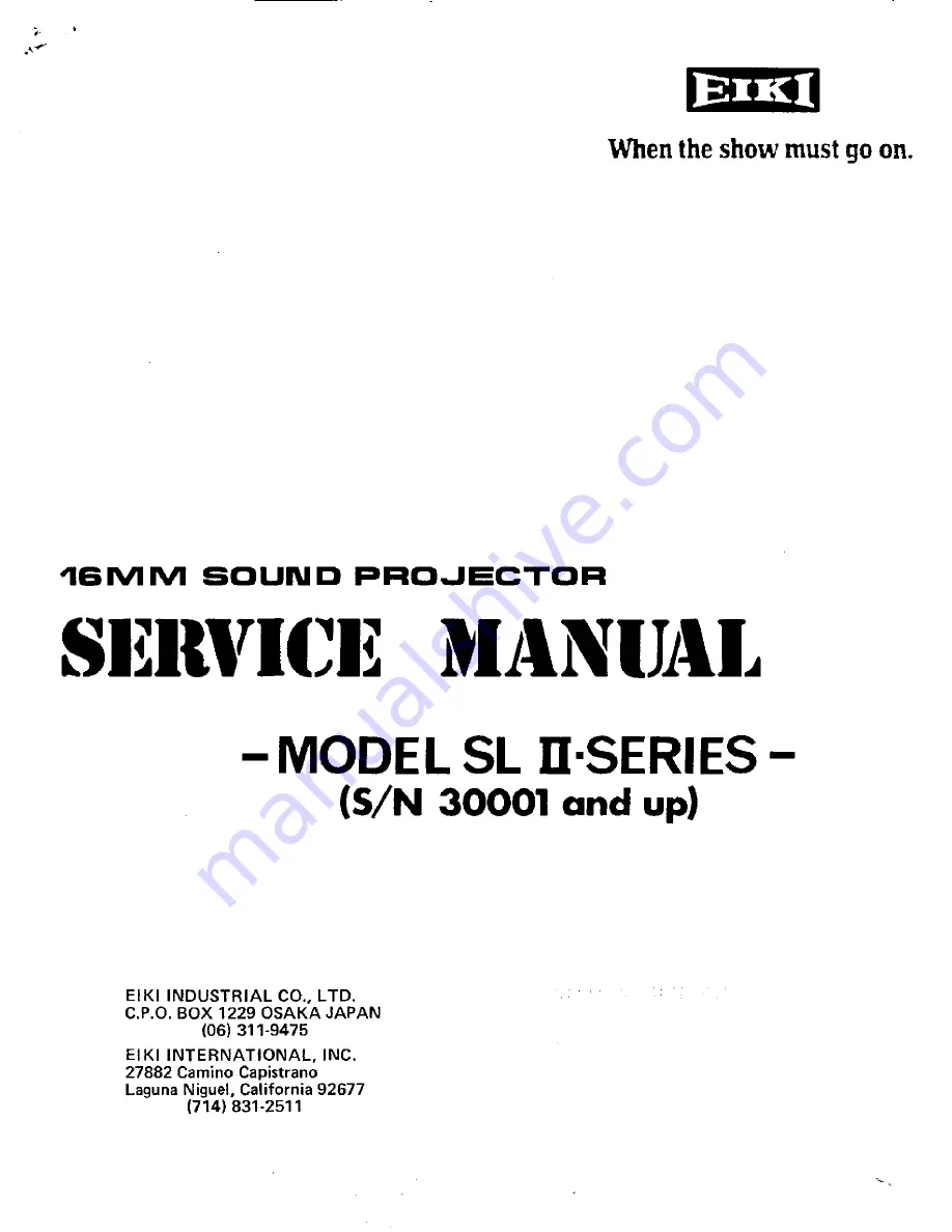 Eiki SL II Series Service Manual Download Page 1