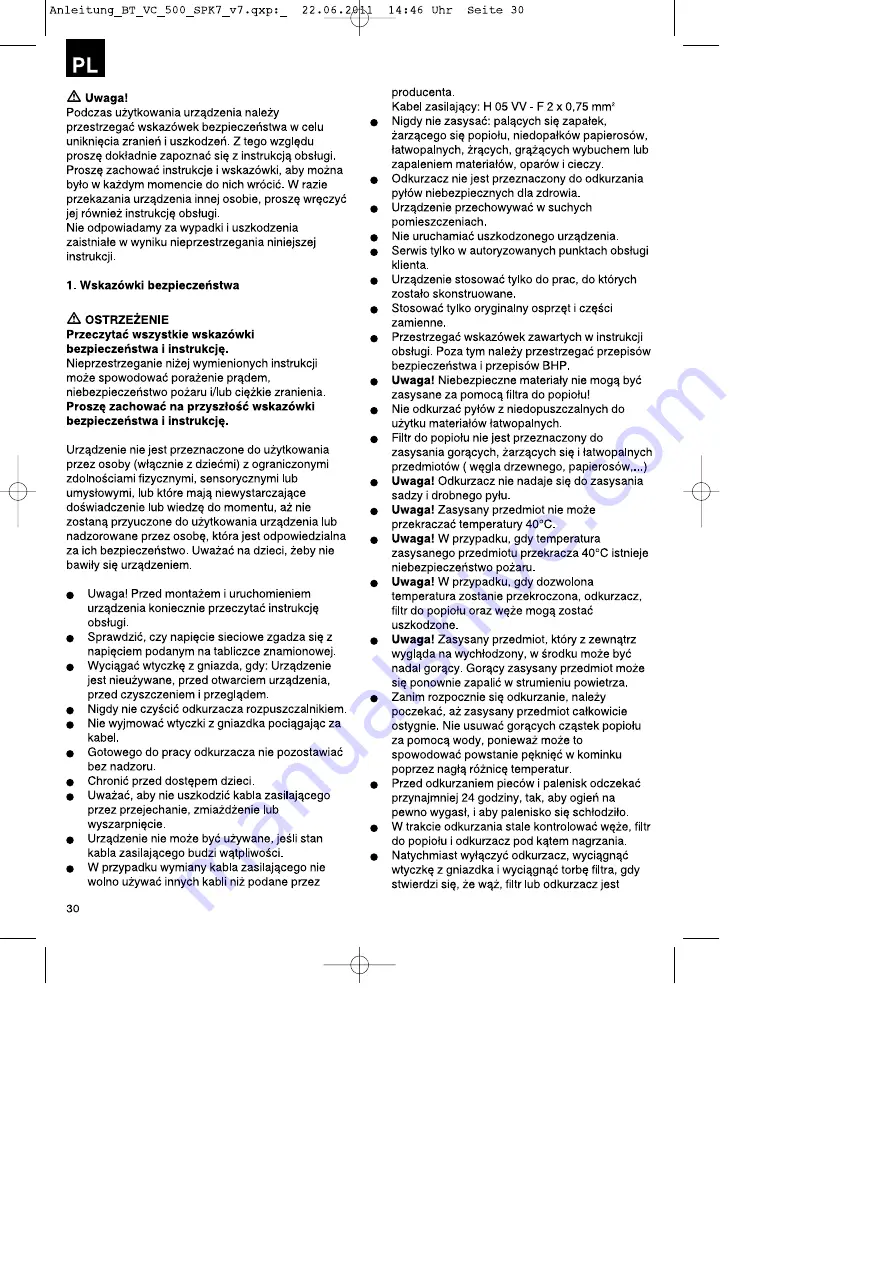 EINHELL BT-VC500 Original Operating Instructions Download Page 30