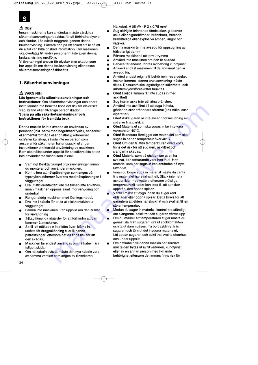 EINHELL BT-VC500 Original Operating Instructions Download Page 34