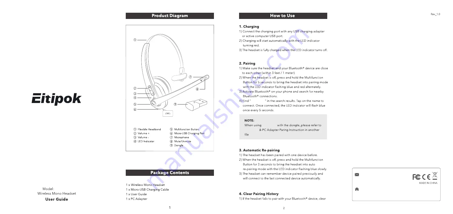 Eitipok EP-BH100 User Manual Download Page 1