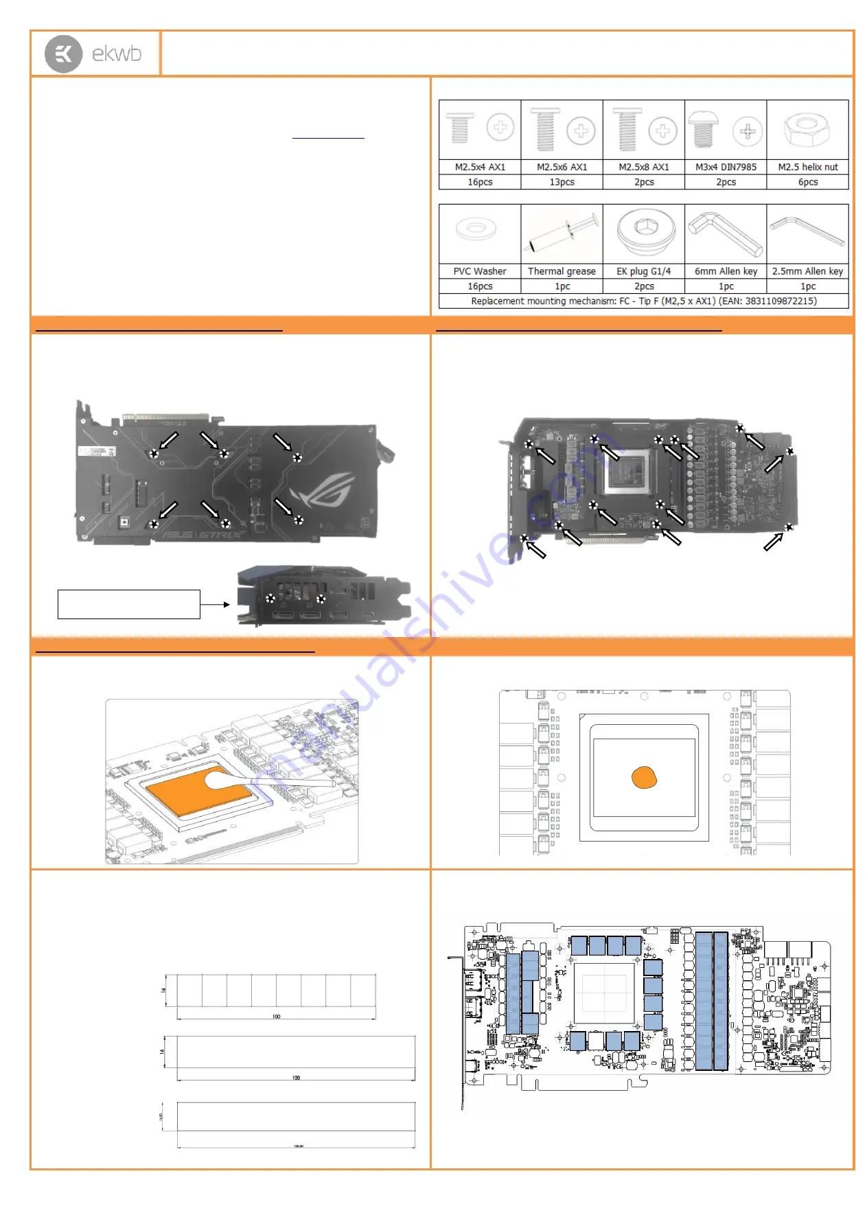 ekwb EK-FC Strix RTX 2080 Ti Backplate Classic Скачать руководство пользователя страница 1