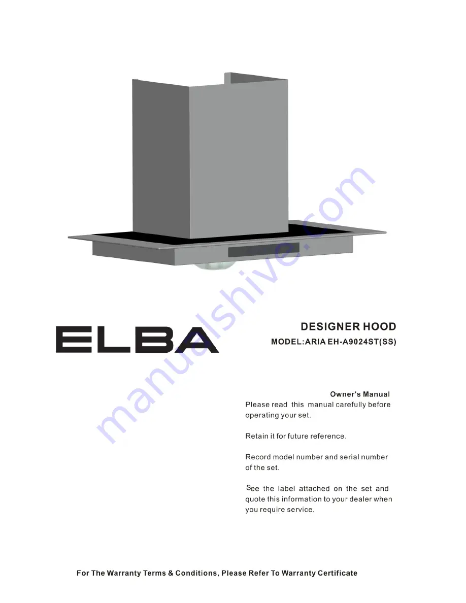 Elba ARIA EH-A9024ST Owner'S Manual Download Page 1