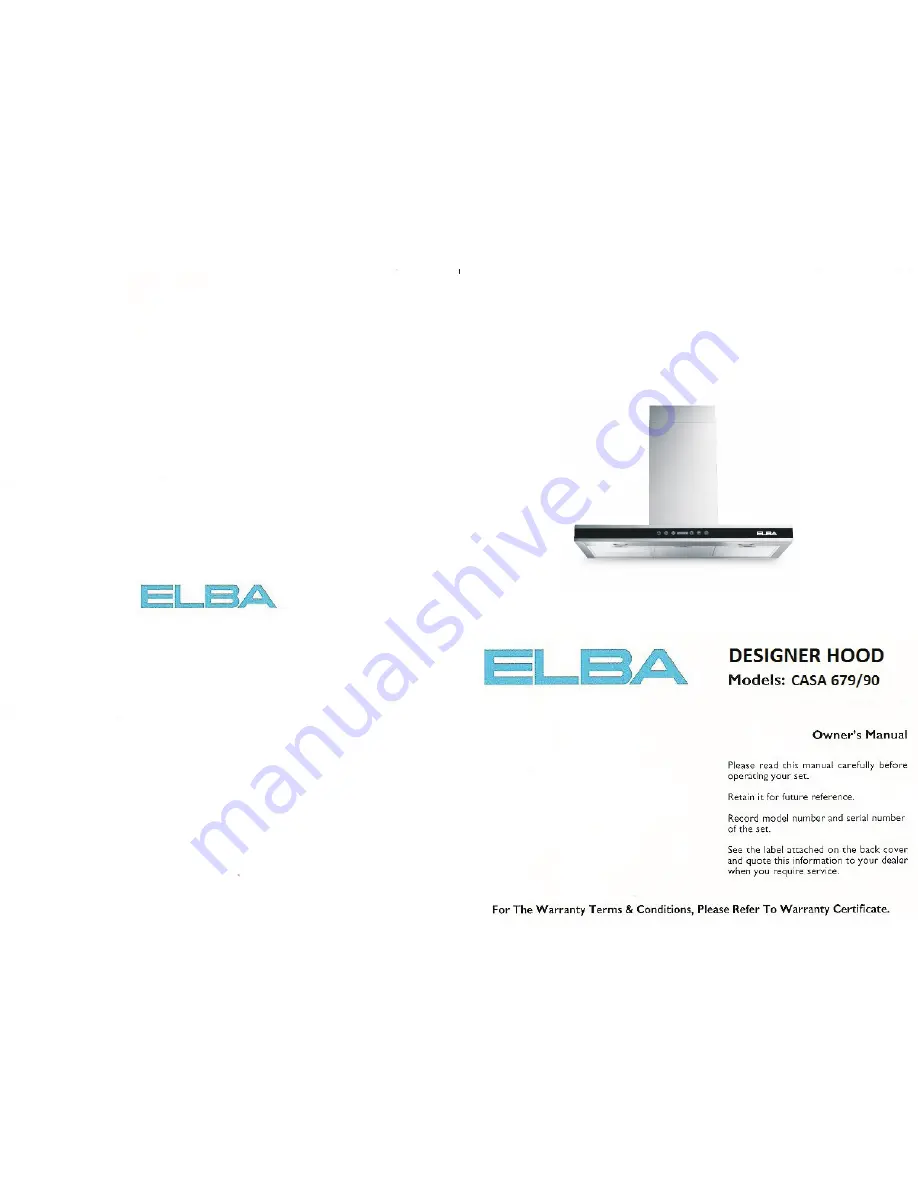 Elba CASA 679 Owner'S Manual Download Page 1