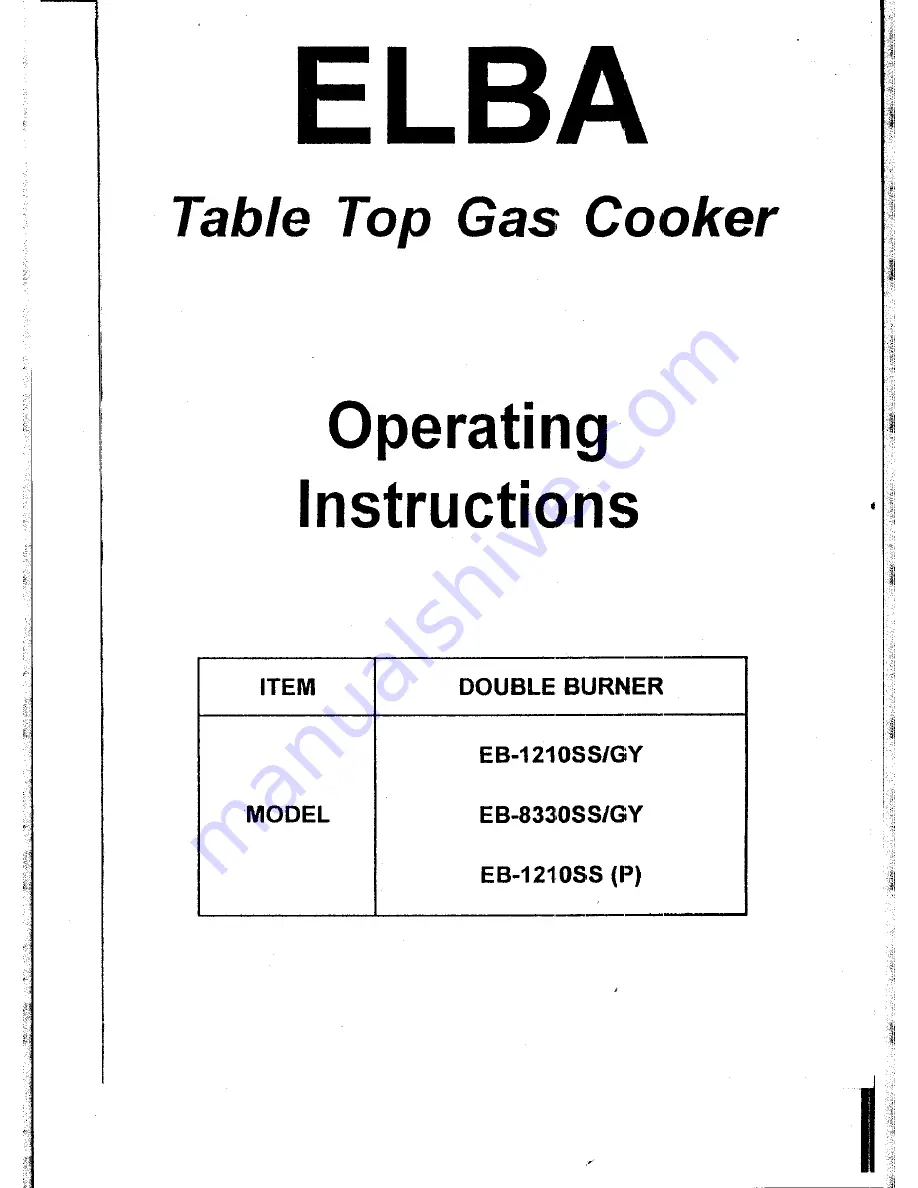 Elba EB-1210SS Operating Instructions Manual Download Page 1