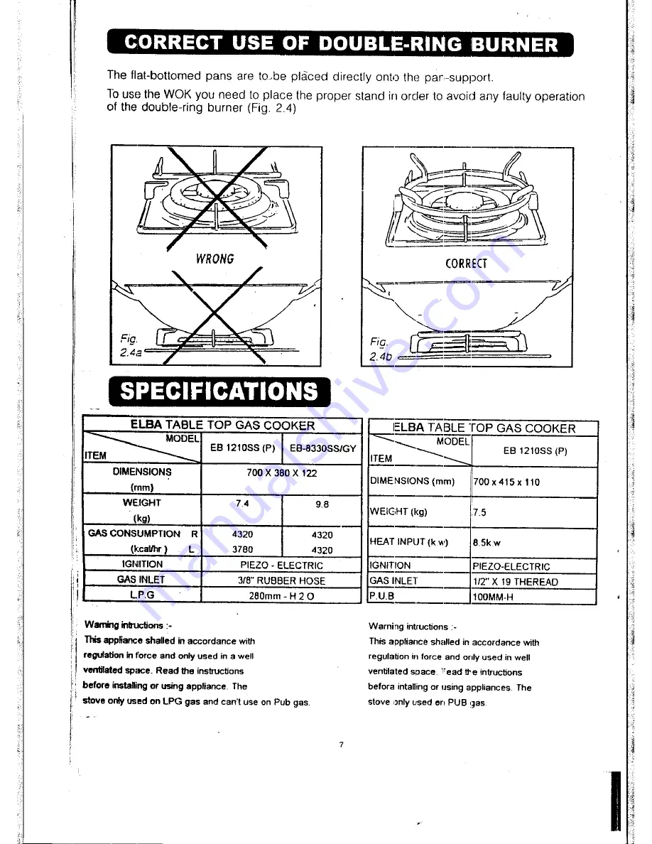 Elba EB-1210SS Operating Instructions Manual Download Page 8